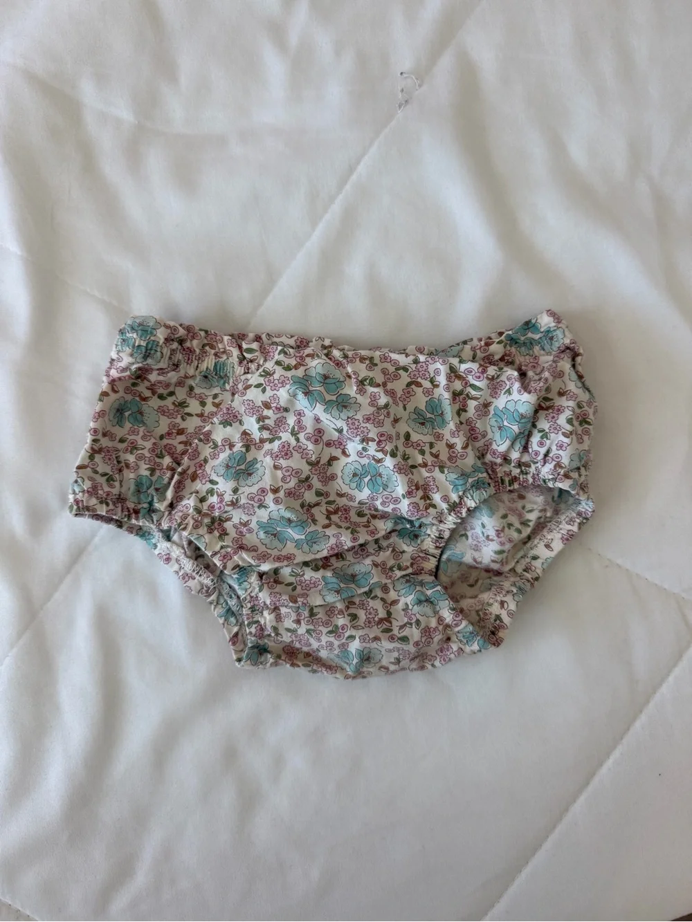 Vintage OshKosh Floral Mint and Brown Girls Dress with Bloomers